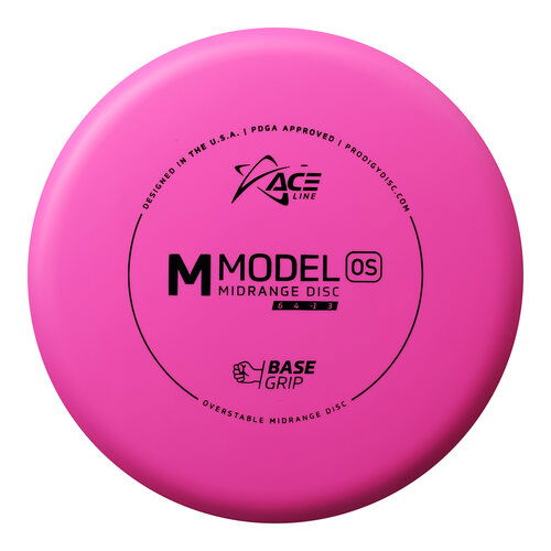 M_Model_OS_BaseGrip_Pink_Front_Thumbnail The ACE Line M Model OS by prodigy discs in pink BaseGrip Plastic.